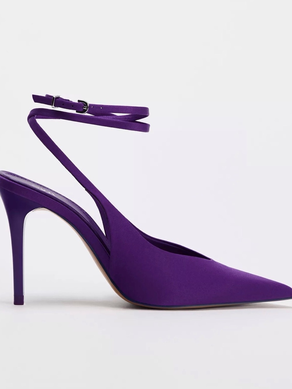 Purple Ankle-Strap Pointed-Toe Stiletto Heel